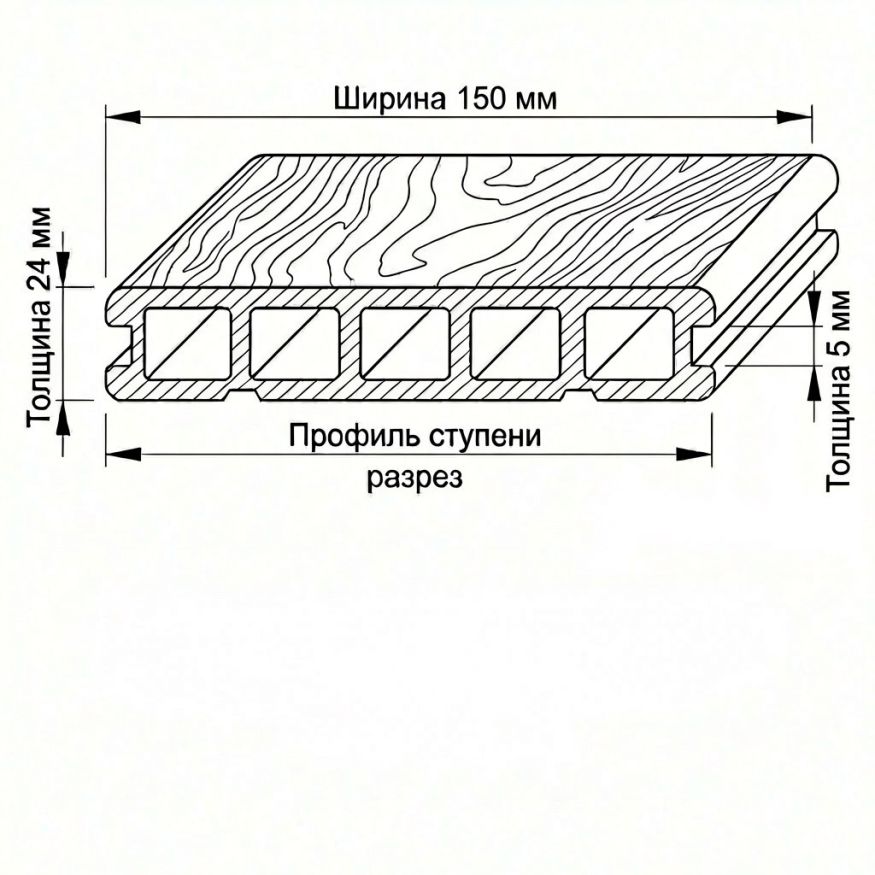 Террасная доска ДПК GardenParkett Патио, Графит купить в Анапе