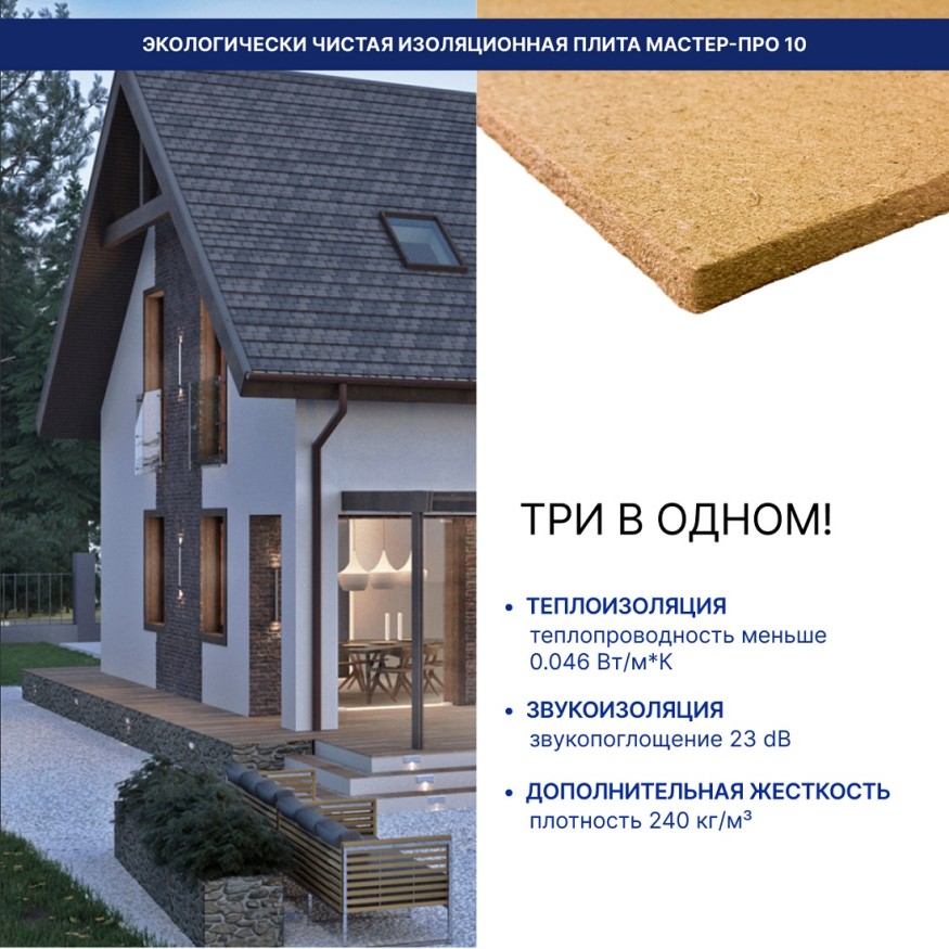 Изоляция хвойная Мастер 10 мм ПРО 1200х600х10 мм (7,2 м²) купить в Анапе