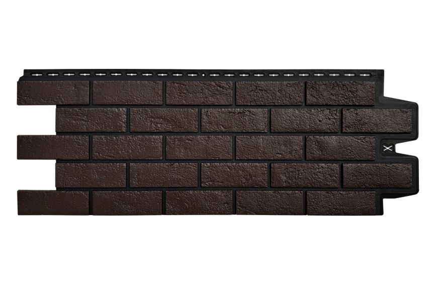Фасадная панель Grand Line, Состаренный кирпич Design, Шоколадный, шов RAL 9005 купить в Анапе